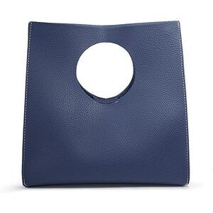 Vintage Minimalist Style Soft Pu Leather Handbag Clutch Small Tote (Dark Blue)